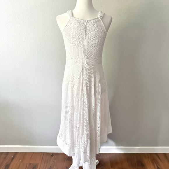 Chico’s Sz 0 White Eyelet Lace Handkerchief Hem Halter Dress Women’s Size Small - Picture 6 of 13